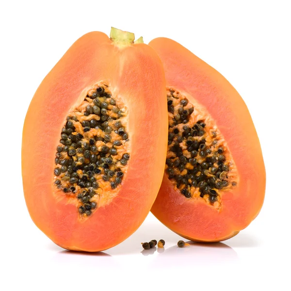 Papaya in Scheiben geschnitten mit Samen — Stockfoto