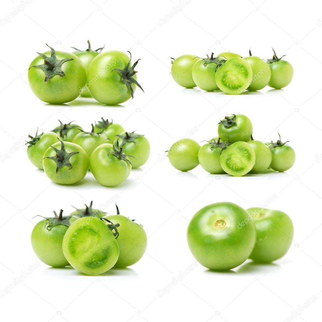 Set of fresh green tomatoes