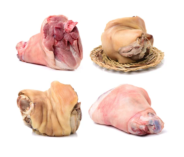 Pieces of raw and boiled pork meat — Stock Photo, Image