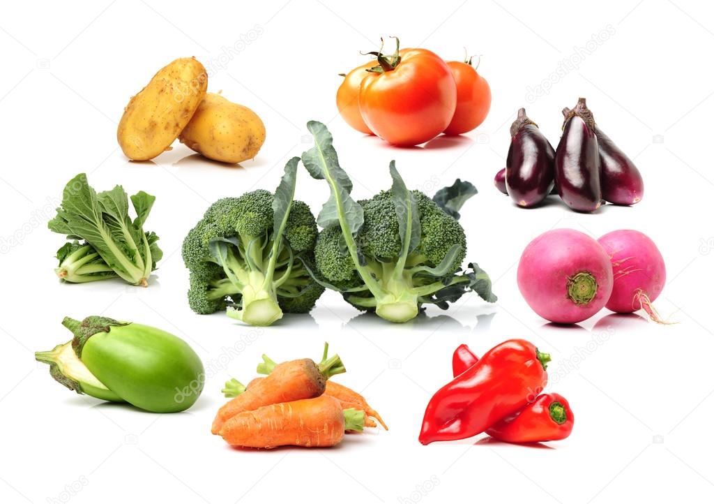 Set of variety colorful fresh vegetables