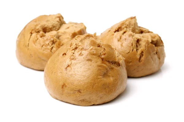 Three fresh brown buns — Stock Photo, Image