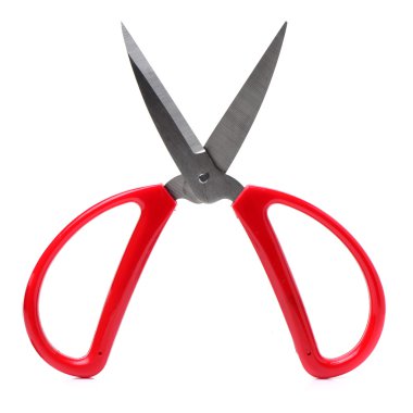 Kırmızı saplı makasla