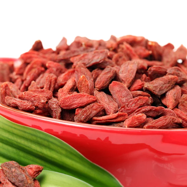 Dried wolfberry in red bowl — Stock Photo, Image