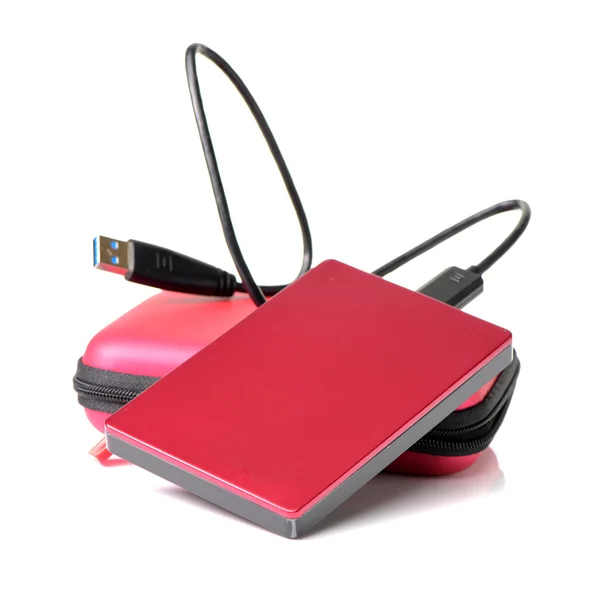 Red external hard disk — Stock Photo, Image
