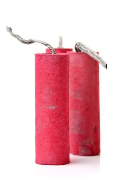 Three red firecrackers — Stock Photo, Image