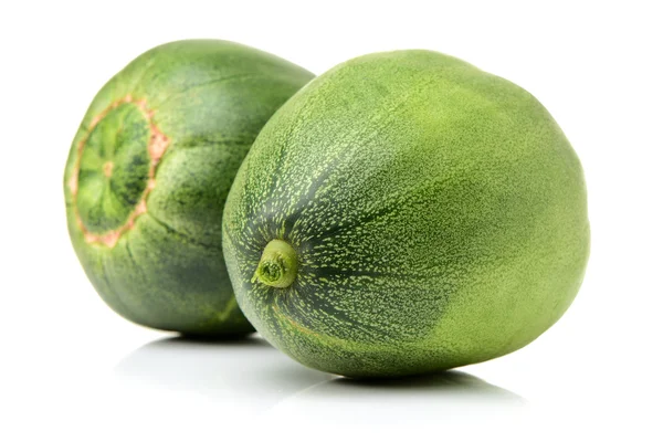 Green muskmelons on white — Stock Photo, Image