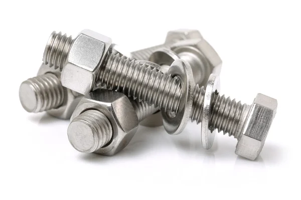 Three bolts with nuts — Stock Photo, Image