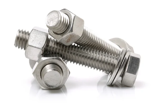 Three bolts with nuts — Stock Photo, Image