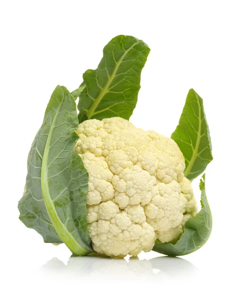 Whole cauliflower with green leaves — Stock Photo, Image