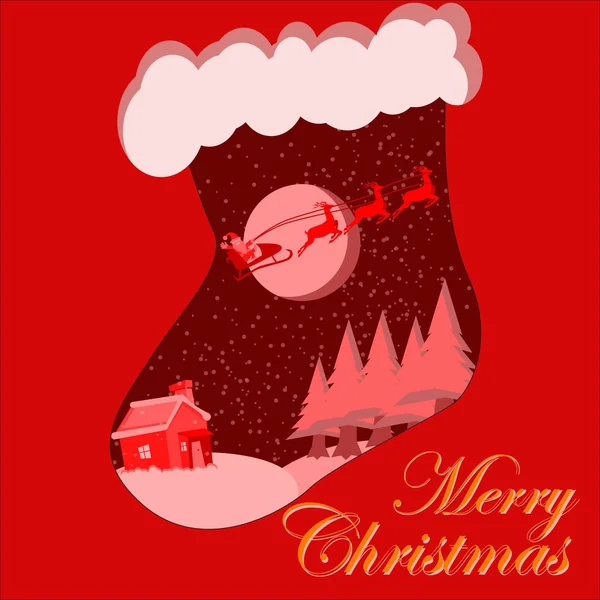 Magical Santa in Christmas Sock — Stock Vector