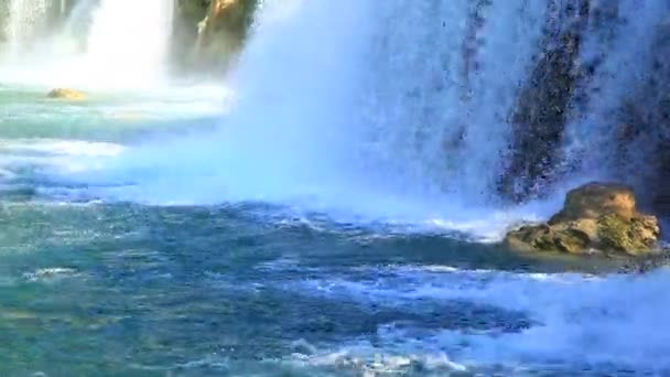 Waterfall in Krka National Park is one of the Croatian nature River — Stock Video
