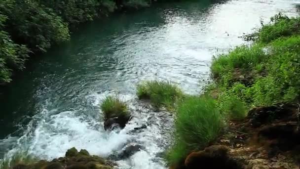 Waterfall in Krka National Park is one of the Croatian nature River — Stock Video