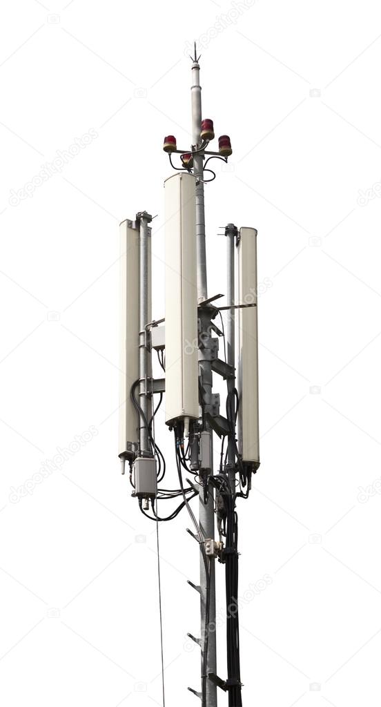 Cell phone antenna tower isolated on white