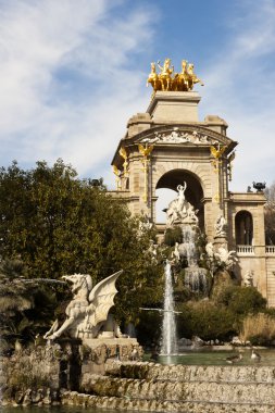 Cascada çeşme Ciutadella Park, Barcelona.