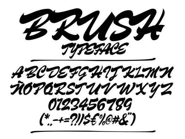 Brush Script Font Tipo Letra Mayúscula Manuscrita Aislada Sobre Fondo — Archivo Imágenes Vectoriales