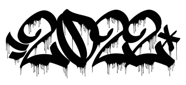 2022 Graffiti Dripping Marker Letters Style Vector Banner Isolated White — Archivo Imágenes Vectoriales