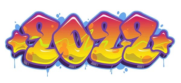 2022 Graffiti Letters Style Vector Banner Isolated White New Year — Stock Vector