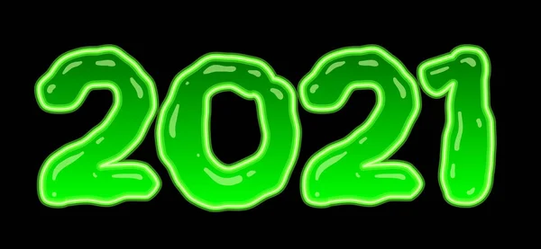 2021 Vert Brillant Style Boue Toxique Bannière Vectorielle Isolée Sur — Image vectorielle