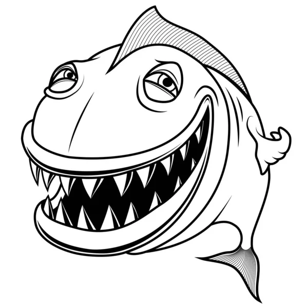Usmívající Veselá Kreslená Ryba Legrační Vektorová Ilustrace Izolováno Bílém Pozadí — Stockový vektor
