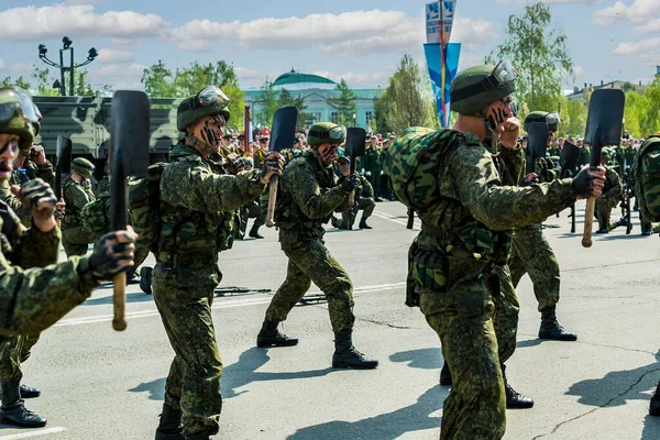 Servicemen Airborne Troops Airborne Forces Showed Square Victory Parade Held — Stock Photo, Image