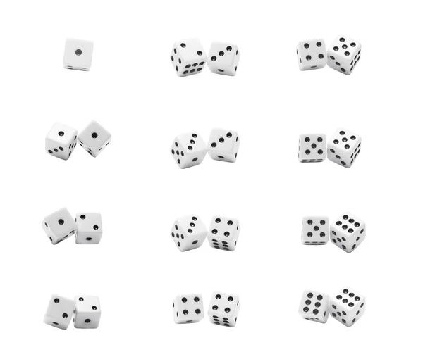 Numbers Of Dice In Pairs Isolated — Stock Photo, Image