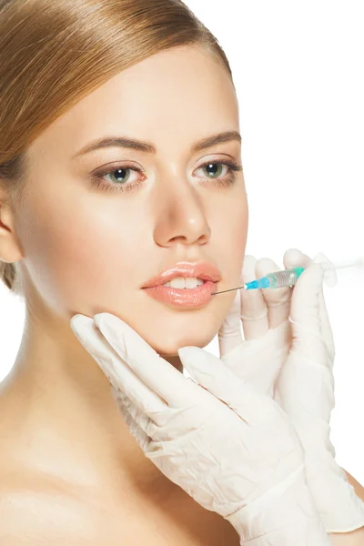 Botox-Injektion auf die Lippen — Stockfoto