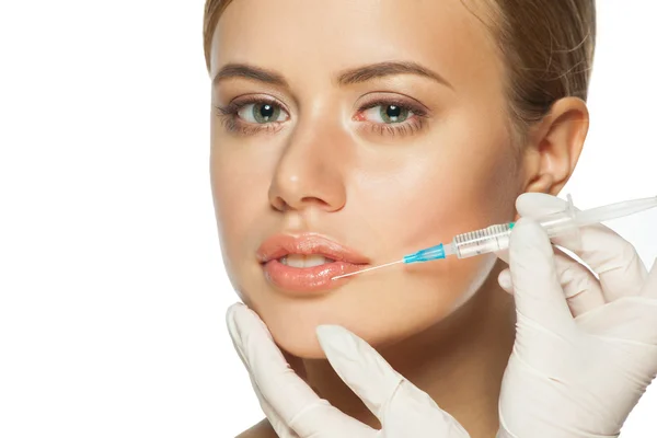 Botox injekciót az ajkak — Stock Fotó