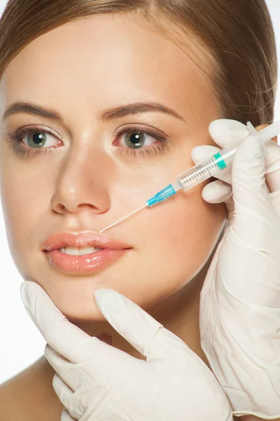 Botox injekciót az ajkak — Stock Fotó