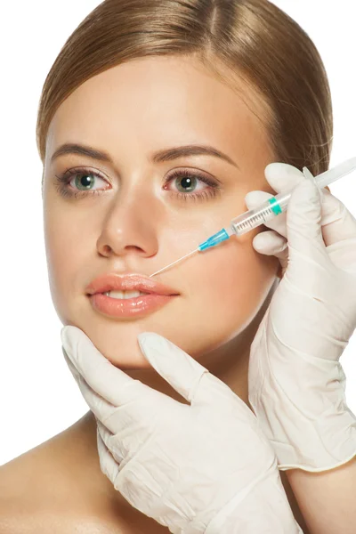 Botox injection to the lips — Stock Photo, Image