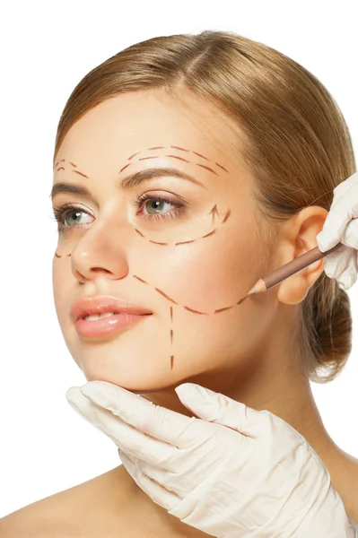 Face before plastic surgery operation — Stock Photo, Image