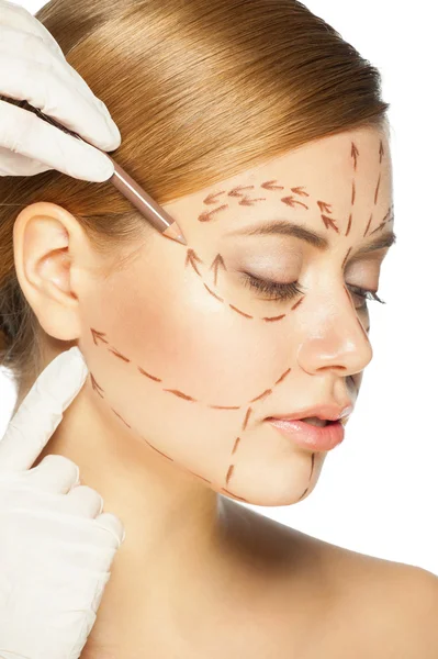 Face before plastic surgery operation — Stock Photo, Image