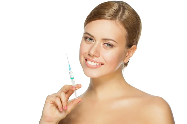 Woman with syringe — Stock Photo, Image