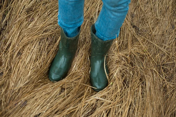 Man feet in rubber boots