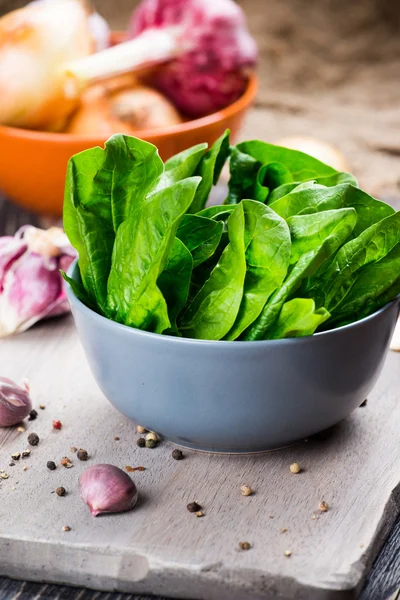 Green spinach leaves — Stock Photo, Image