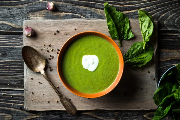 Πράσινο σπανάκι σούπα — Φωτογραφία Αρχείου