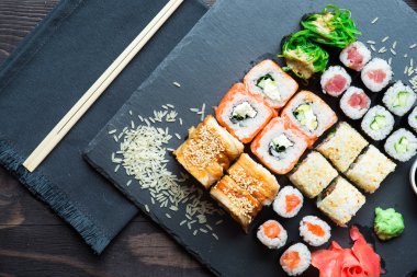 Various kinds of sushi clipart