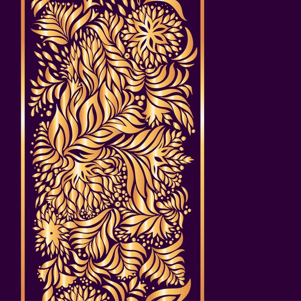 Patrón de oro brillante sobre un fondo púrpura — Vector de stock