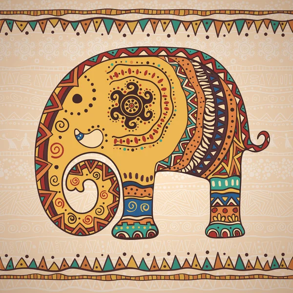 Elefante decorativo illustrazione — Vettoriale Stock