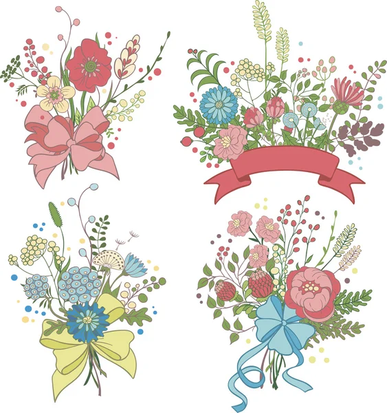 Cuatro ramos de flores — Archivo Imágenes Vectoriales