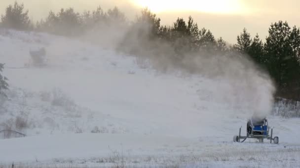 Grandes golpes de nieve soplando en el suelo — Vídeo de stock