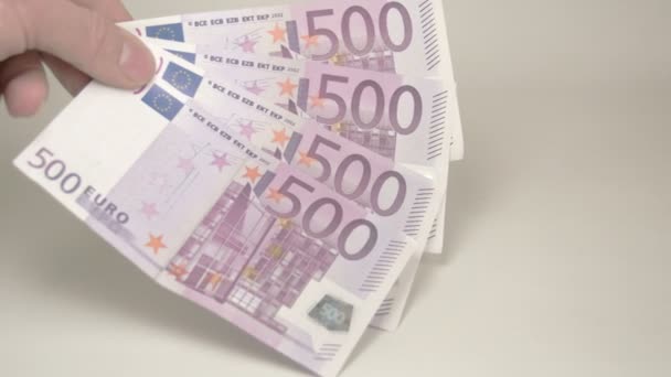 Cuatro billetes de 500 euros — Vídeos de Stock