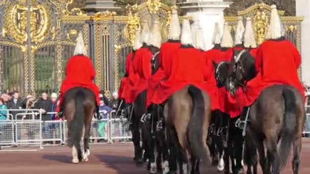 Vista geral da rainha guarda no desfile — Vídeo de Stock