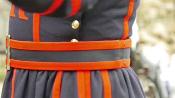 The blue and red uniform of the guard — Stock Video