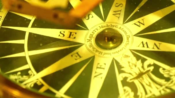 Old model of a golden compass — Stock Video