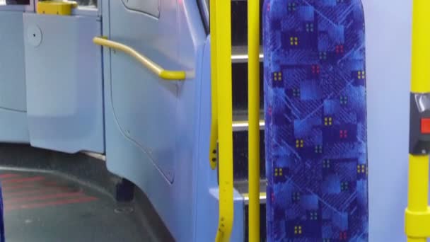 Passengers chairs and holder in bus — Stock Video