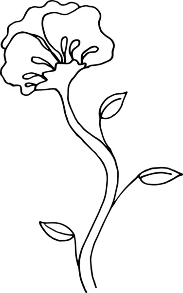 Fantástica Flor Doodle Imagen Blanco Negro Minimalismo Gráficos Vectores Aislado — Vector de stock