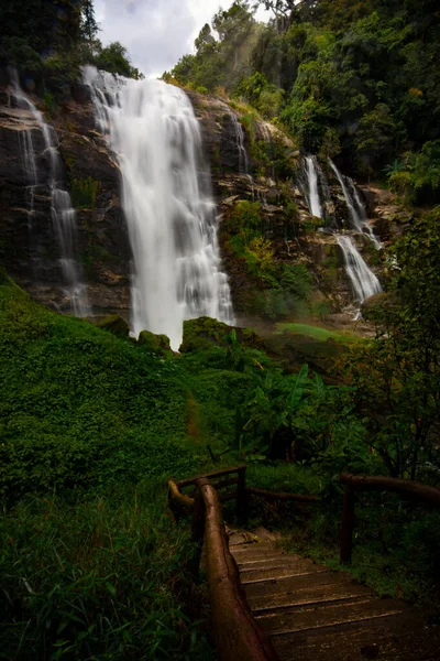 Vachirathan Waterfall Doi Intanon Morning Chiangmai Thailand — Stock Photo, Image