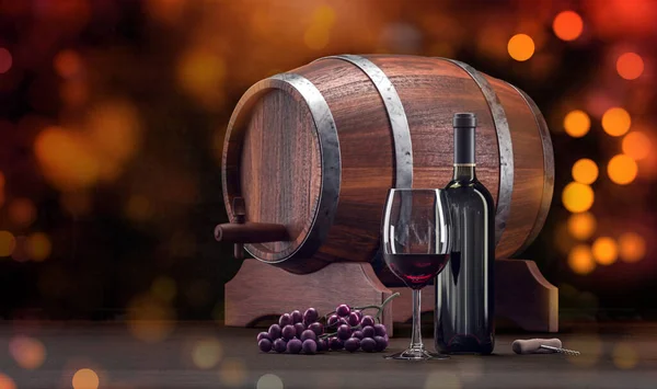 Anggur Gelas Dan Botol Komposisi Anggur Pedesaan Dengan Kaca Botol Stok Foto