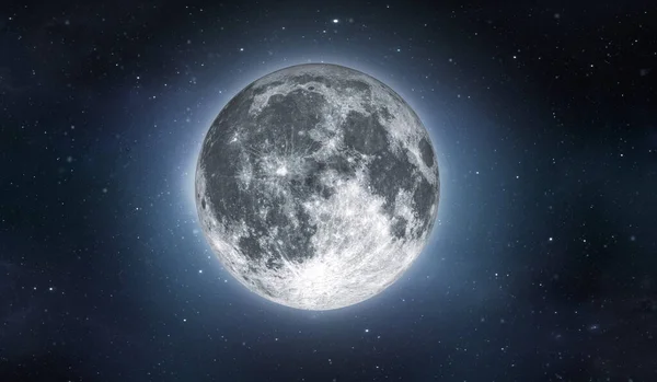 Pełnia Księżyca Niebie Gwiazdami Obraz Wysokiej Rozdzielczości Jasny Księżycowy Satelita Obrazek Stockowy