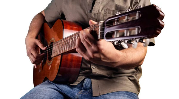 Guitarrista Clássico Pisolated Branco Músico Masculino Toca Guitarra Clássica Beautifull Fotos De Bancos De Imagens Sem Royalties